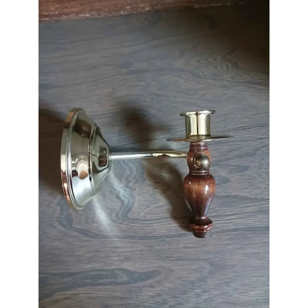 Vintage Homco Home interior wood gold wall sconce candle holder